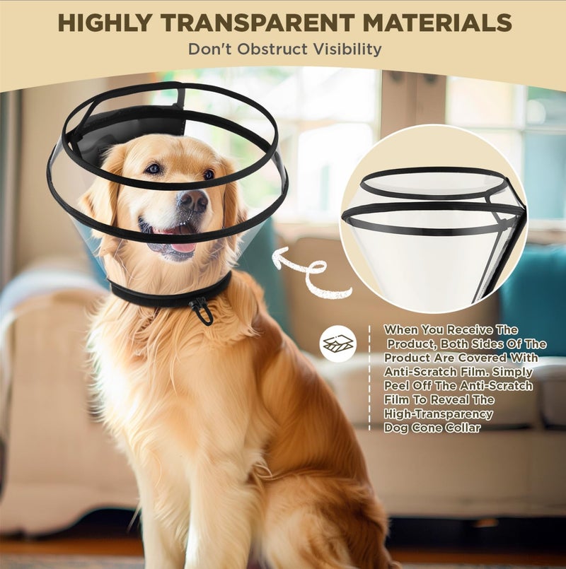 BONTHEE Dog Cone Collar for After Surgery,Transparent Dog Cones Alternative for Small Large Medium Size Dogs,Adjustable Depth Pet Recovery Collars,Elizabethan Collar for Dogs Stop Licking Wound(M) - Image 4